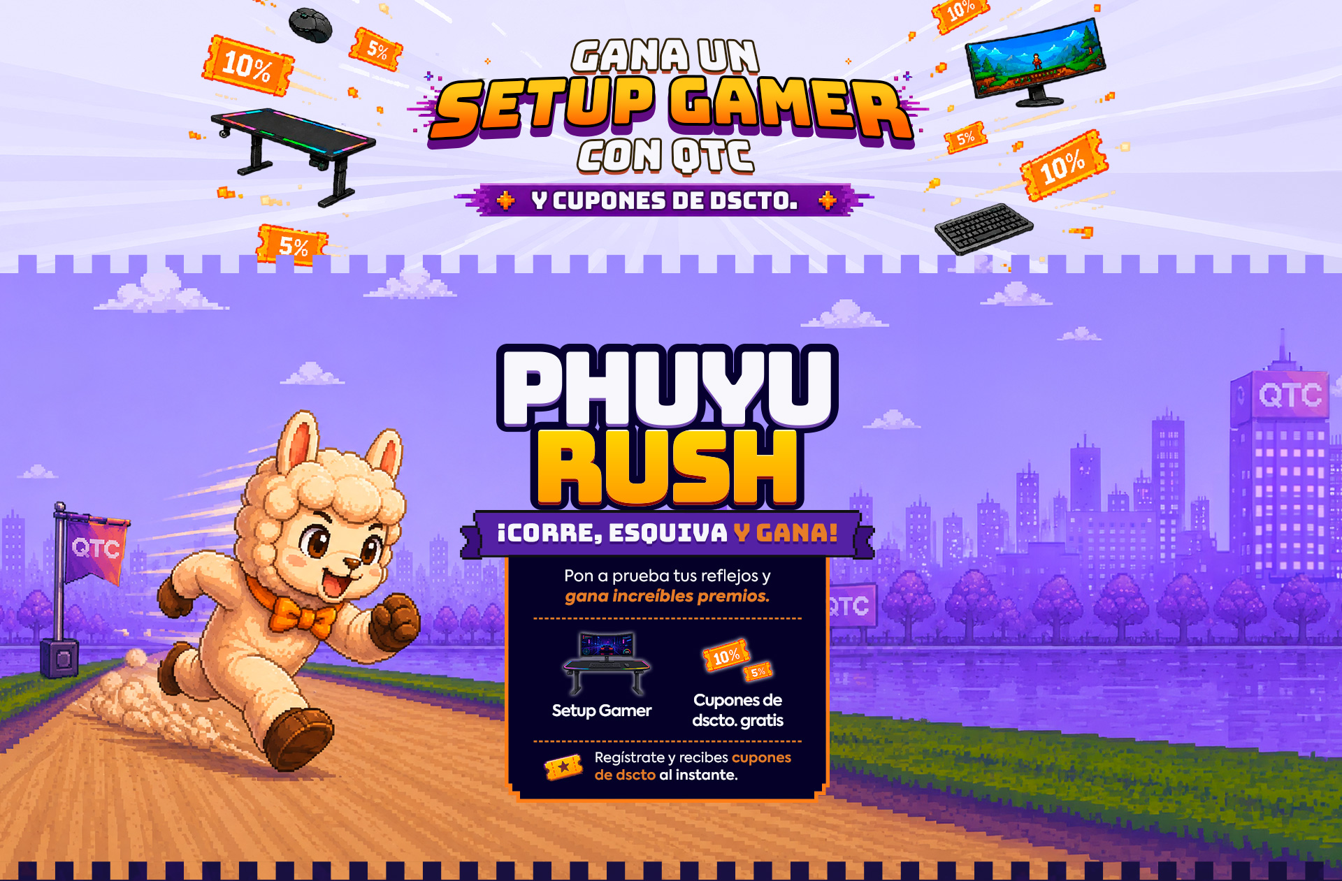 Gana un setup gamer con QTC - Phuyu Rush, corre esquiva y gana